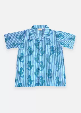 Blue Stripe Shirt For Boys - Seahorse