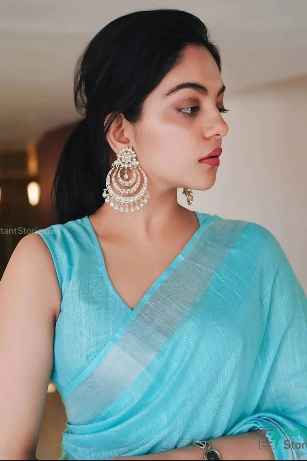 Blue Style linen saree