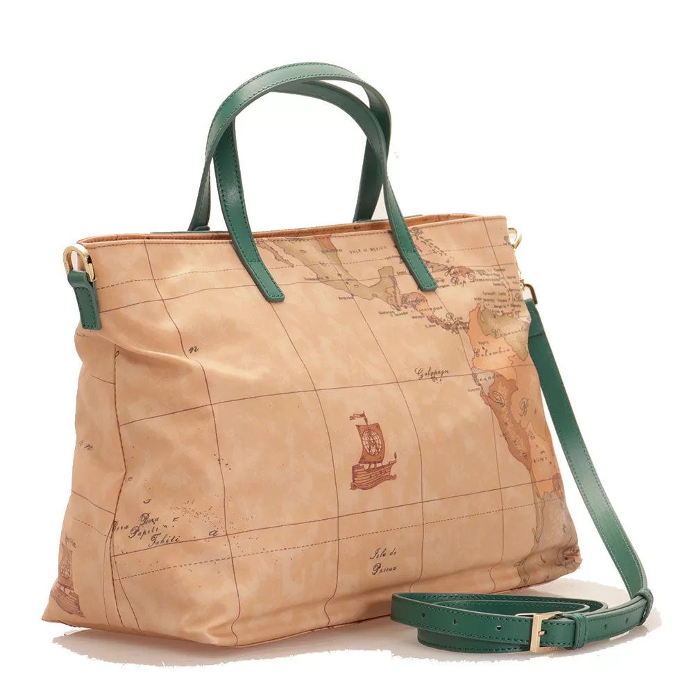 Borsa Donna a Mano 1A Classe Alviero Martini linea Soft Generation stampa Geo Classic e Verde GV75