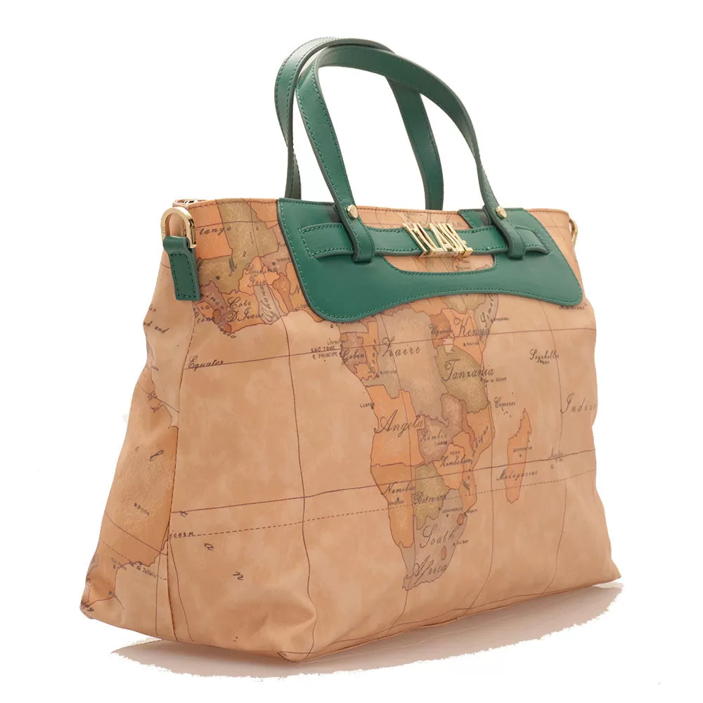 Borsa Donna a Mano 1A Classe Alviero Martini linea Soft Generation stampa Geo Classic e Verde GV75