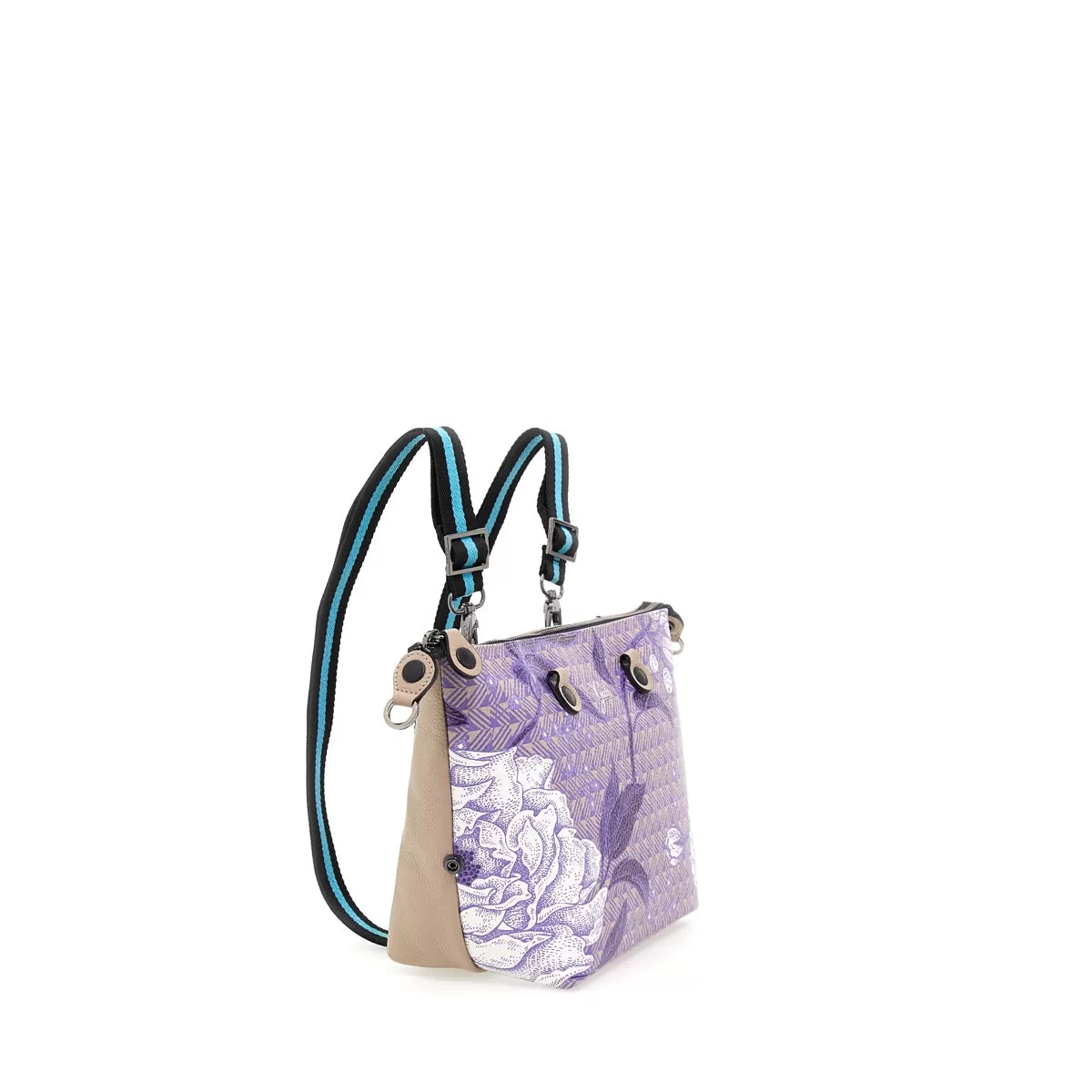 Borsa Donna a Mano con Tracolla GABS G3 PLUS Holiday in Pelle stampa Rose Toni Glicine Media