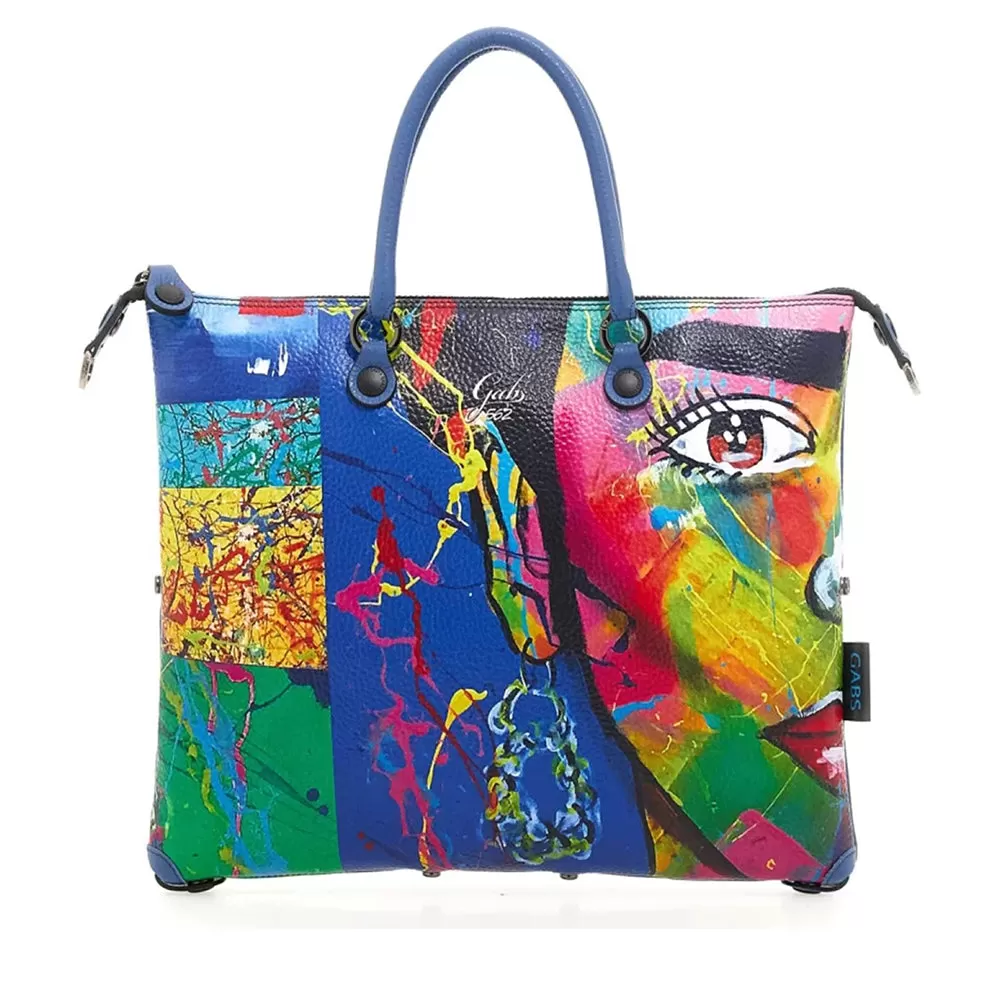 Borsa Donna a Mano con Tracolla GABS G3 PLUS Trip in Pelle Martellata stampa Frida Large