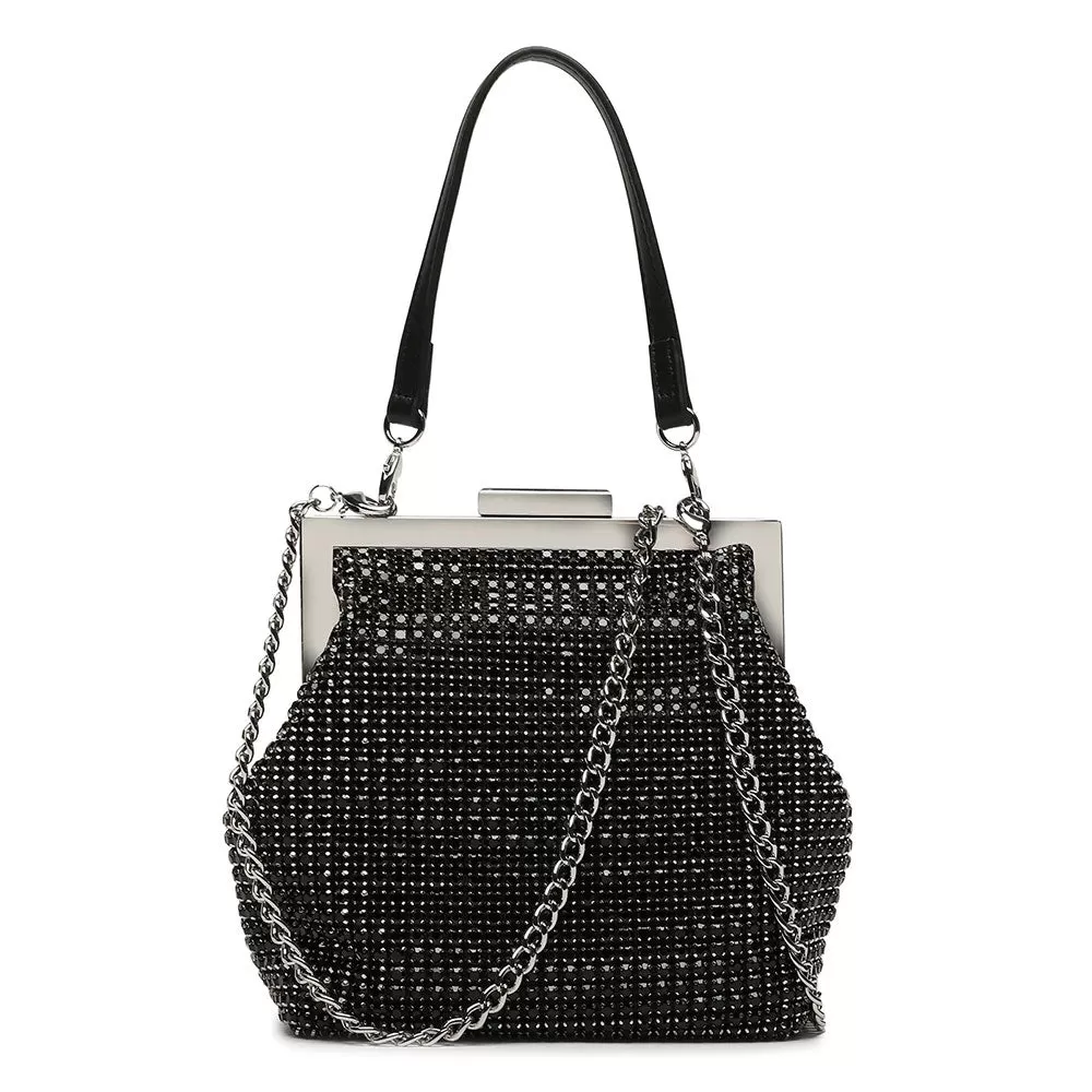 Borsa Donna a Mano Mini con Tracolla LOVE MOSCHINO linea Bling Bling Nera con Strass