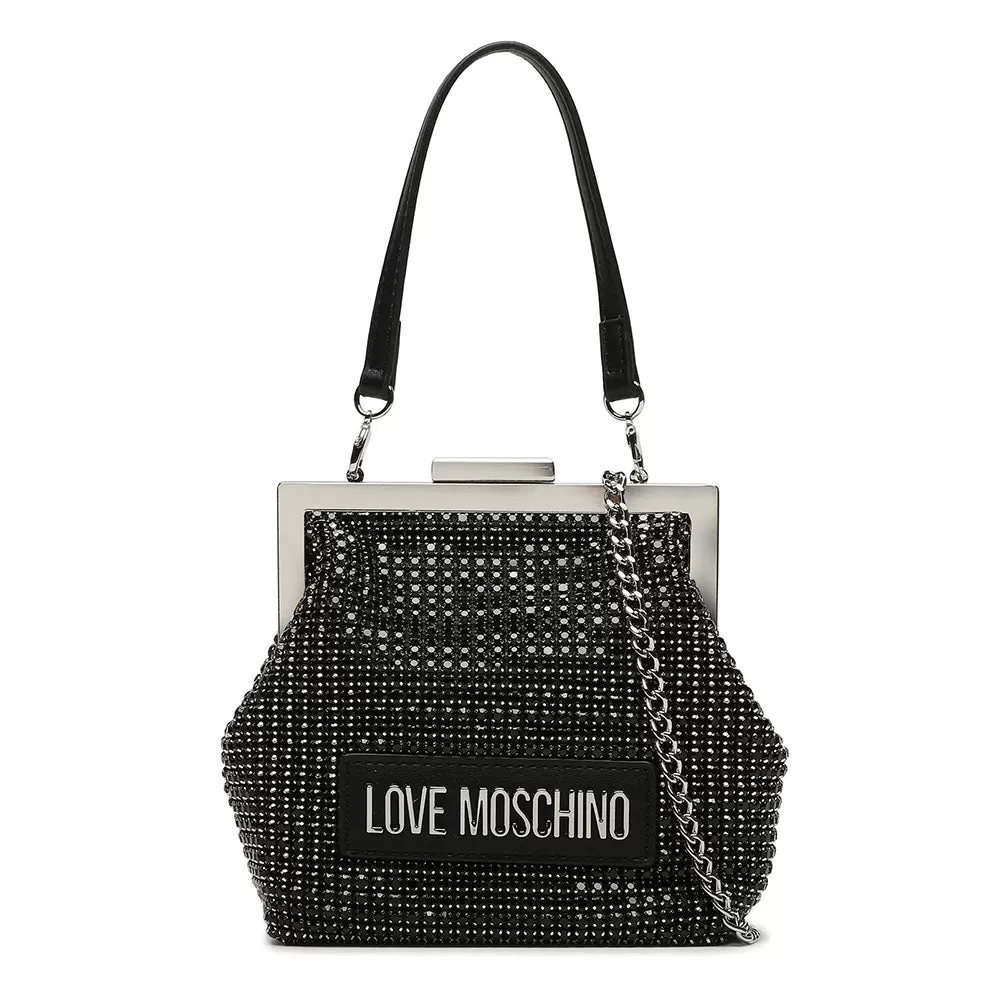 Borsa Donna a Mano Mini con Tracolla LOVE MOSCHINO linea Bling Bling Nera con Strass