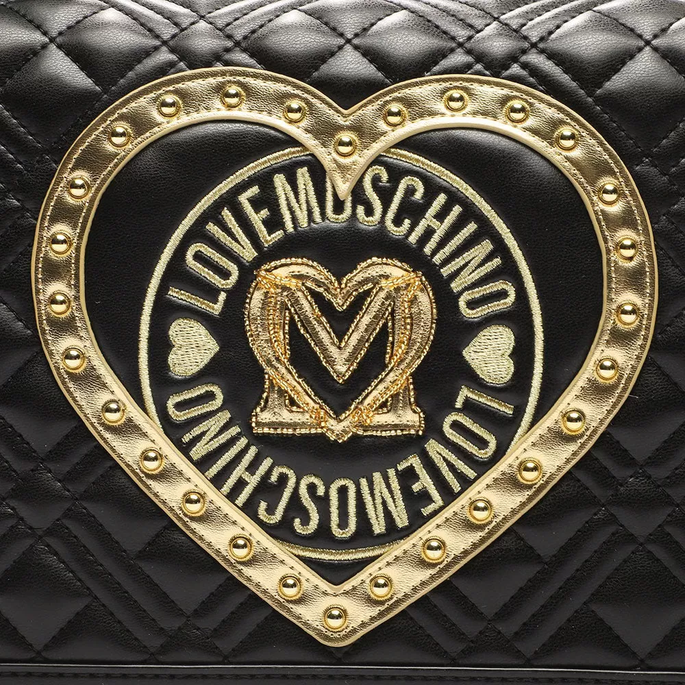 Borsa Donna a Spalla LOVE MOSCHINO Nera con Maxi Logo e Foulard