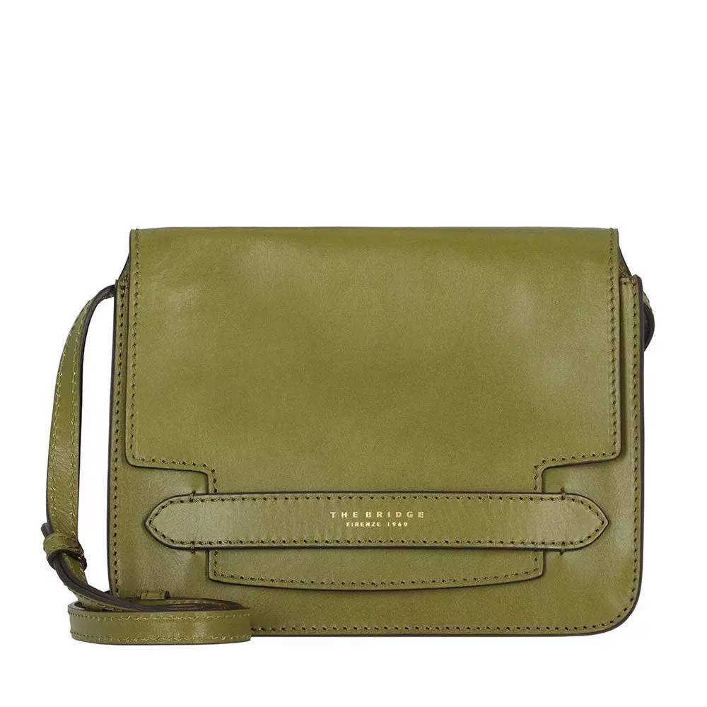 Borsa Donna a Tracolla Grande THE BRIDGE in Pelle Verde Fico linea Lucrezia