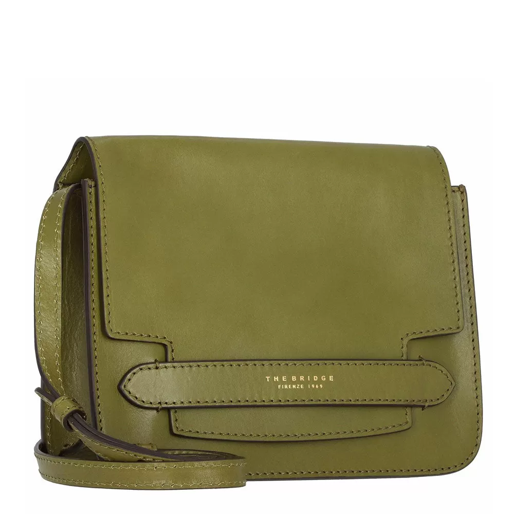 Borsa Donna a Tracolla Grande THE BRIDGE in Pelle Verde Fico linea Lucrezia