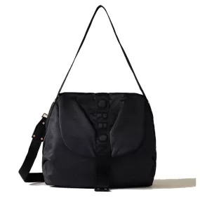 Borsa Donna Hobo con Pattina BORBONESE linea Cloudette Medium in Tessuto Jet Op colore Dark Black