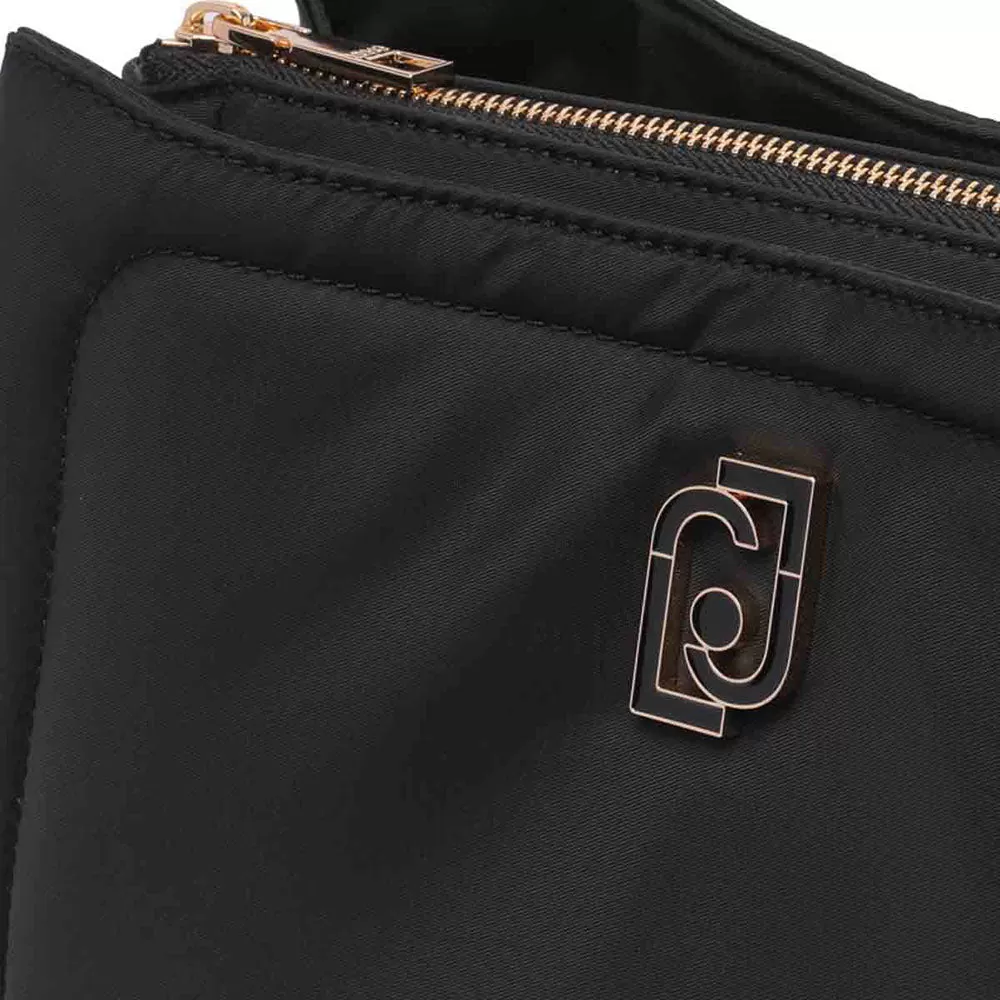 Borsa Donna Media a Tracolla LIU JO Ecosostenibile in Nylon Nero