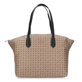 Borsa Donna Shopping a Spalla POLLINI Linea Heritage Logo Soft in Tessuto Beige TE8442