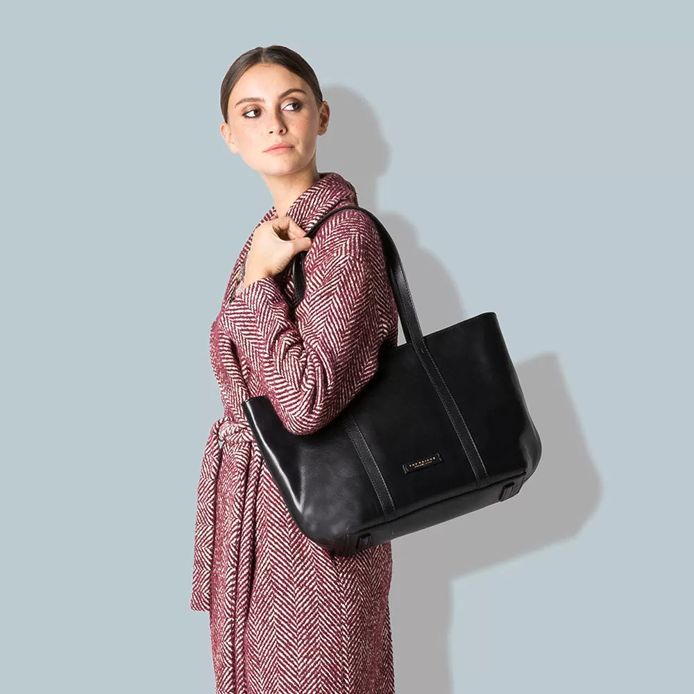 Borsa Donna Shopping Grande a Spalla THE BRIDGE in Pelle Nera linea Vittoria