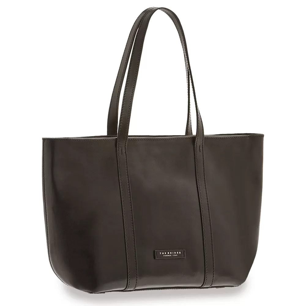 Borsa Donna Shopping Grande a Spalla THE BRIDGE in Pelle Nera linea Vittoria