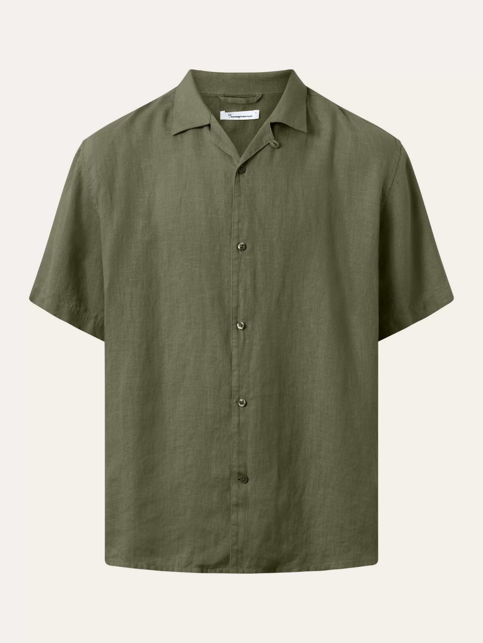 Box fit short sleeved linen shirt - Burned Olive