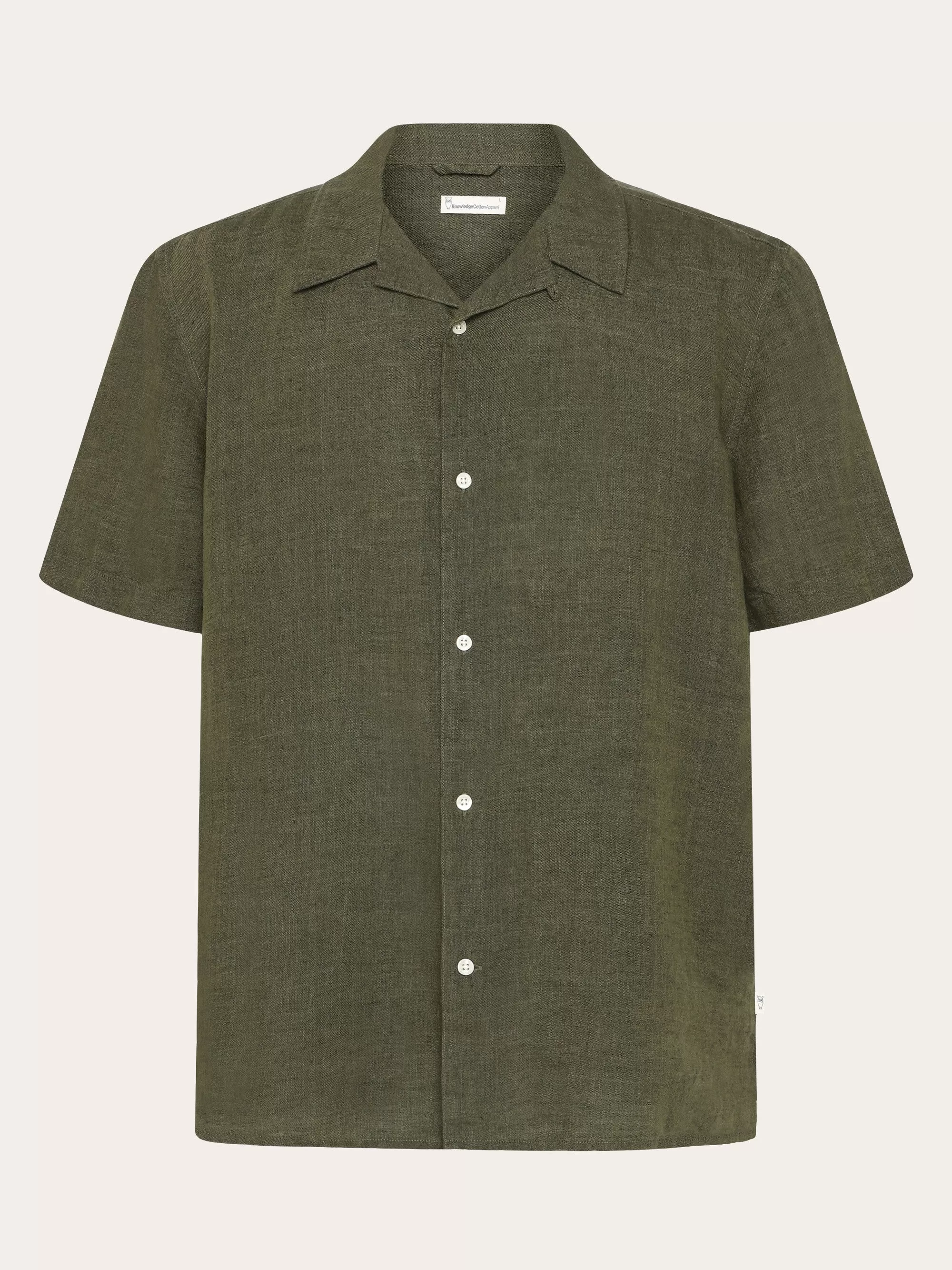 Box fit short sleeved linen shirt - Burned Olive