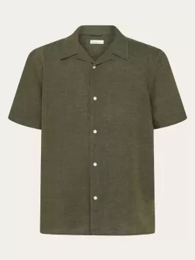 Box fit short sleeved linen shirt - Burned Olive