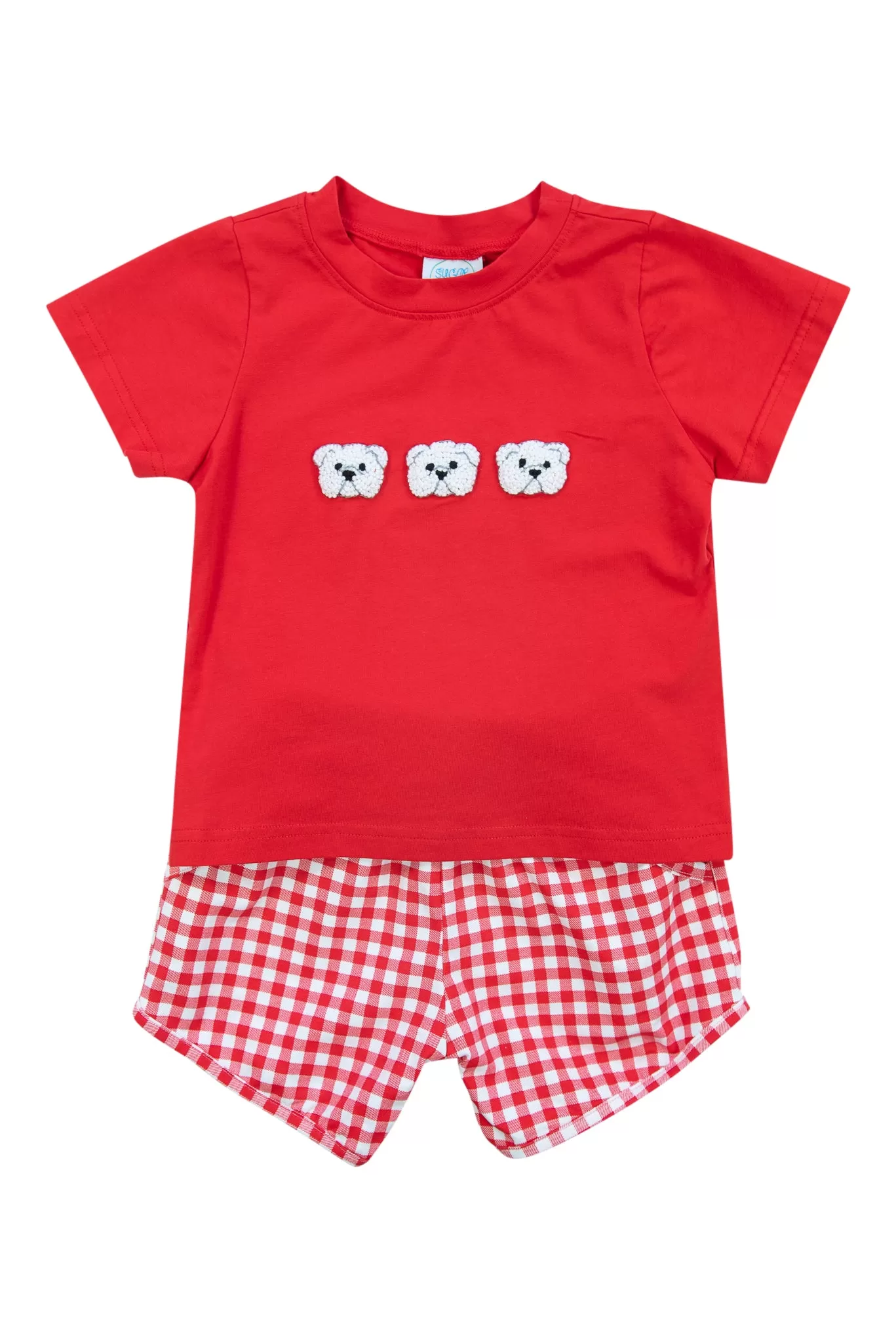 Boys French Knot Bulldog Shorts Set