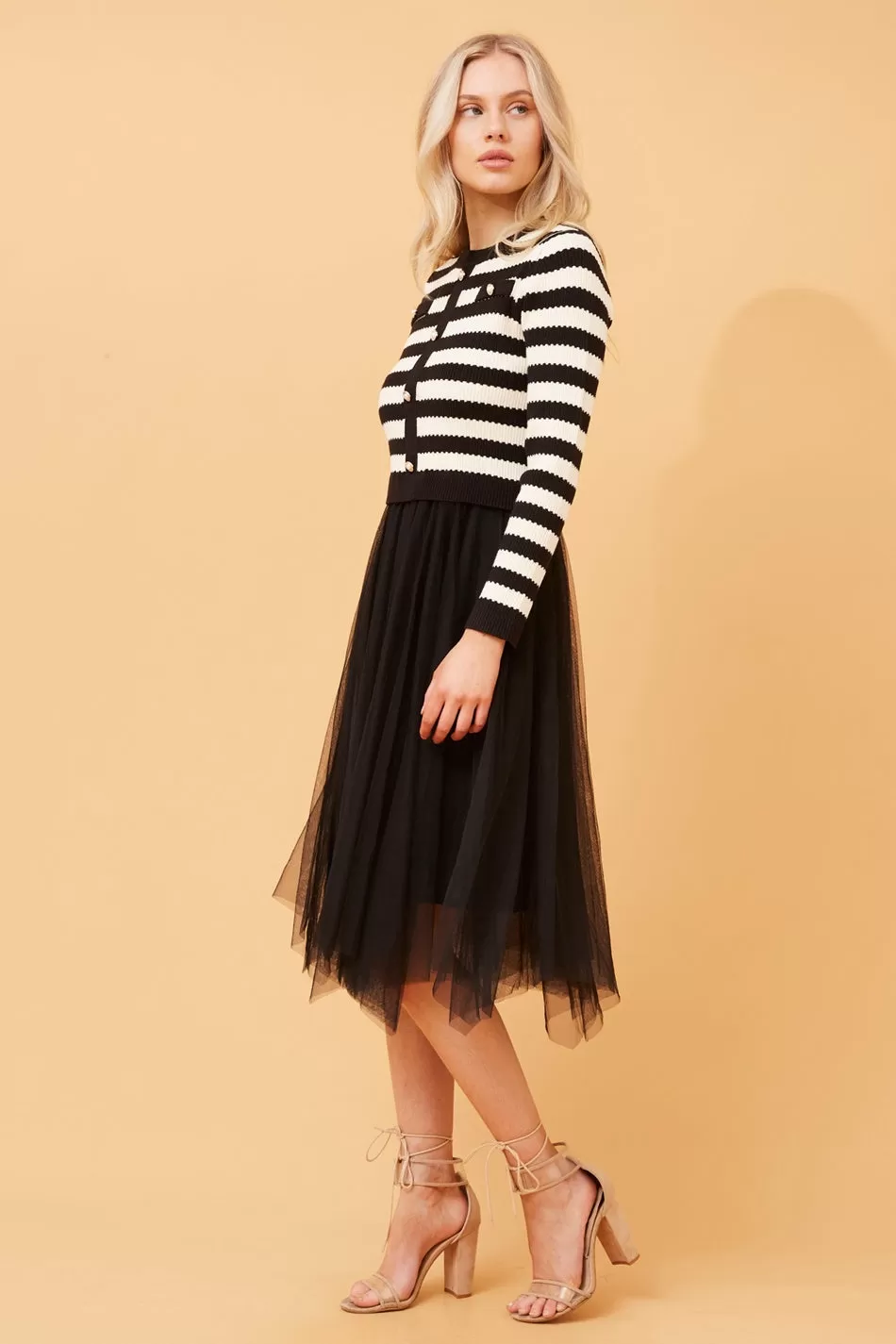 BRENNA STRIPE PRINT KNIT DRESS