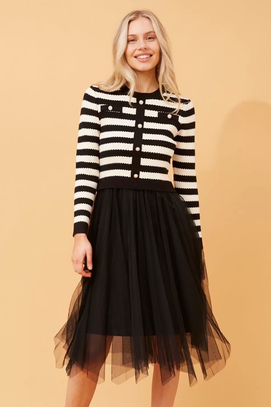 BRENNA STRIPE PRINT KNIT DRESS