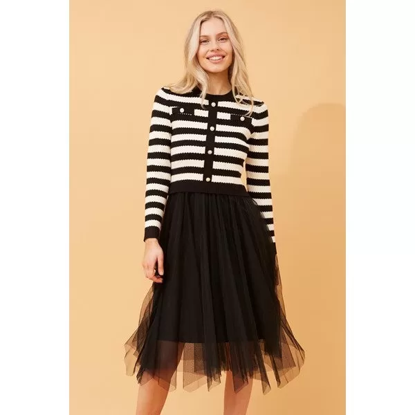 BRENNA STRIPE PRINT KNIT DRESS