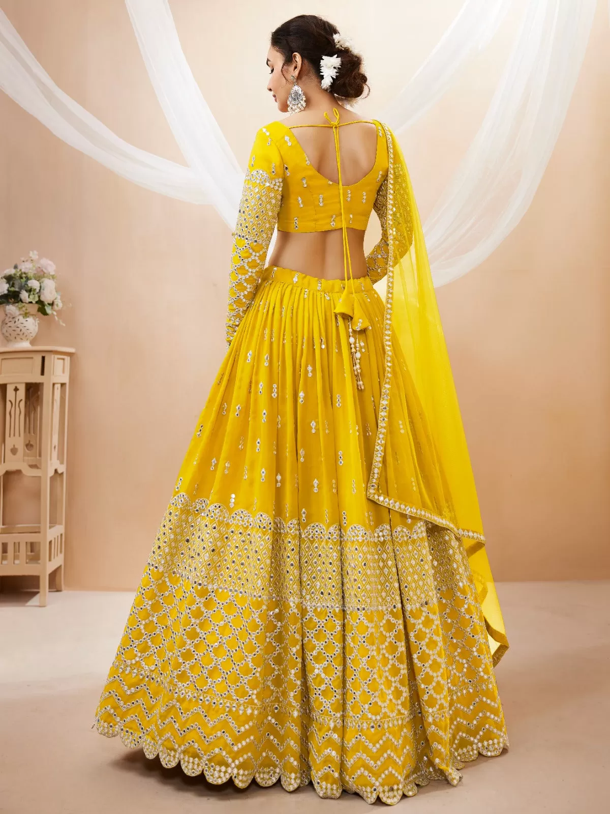 Bridal Yellow Sequence Work Lehenga