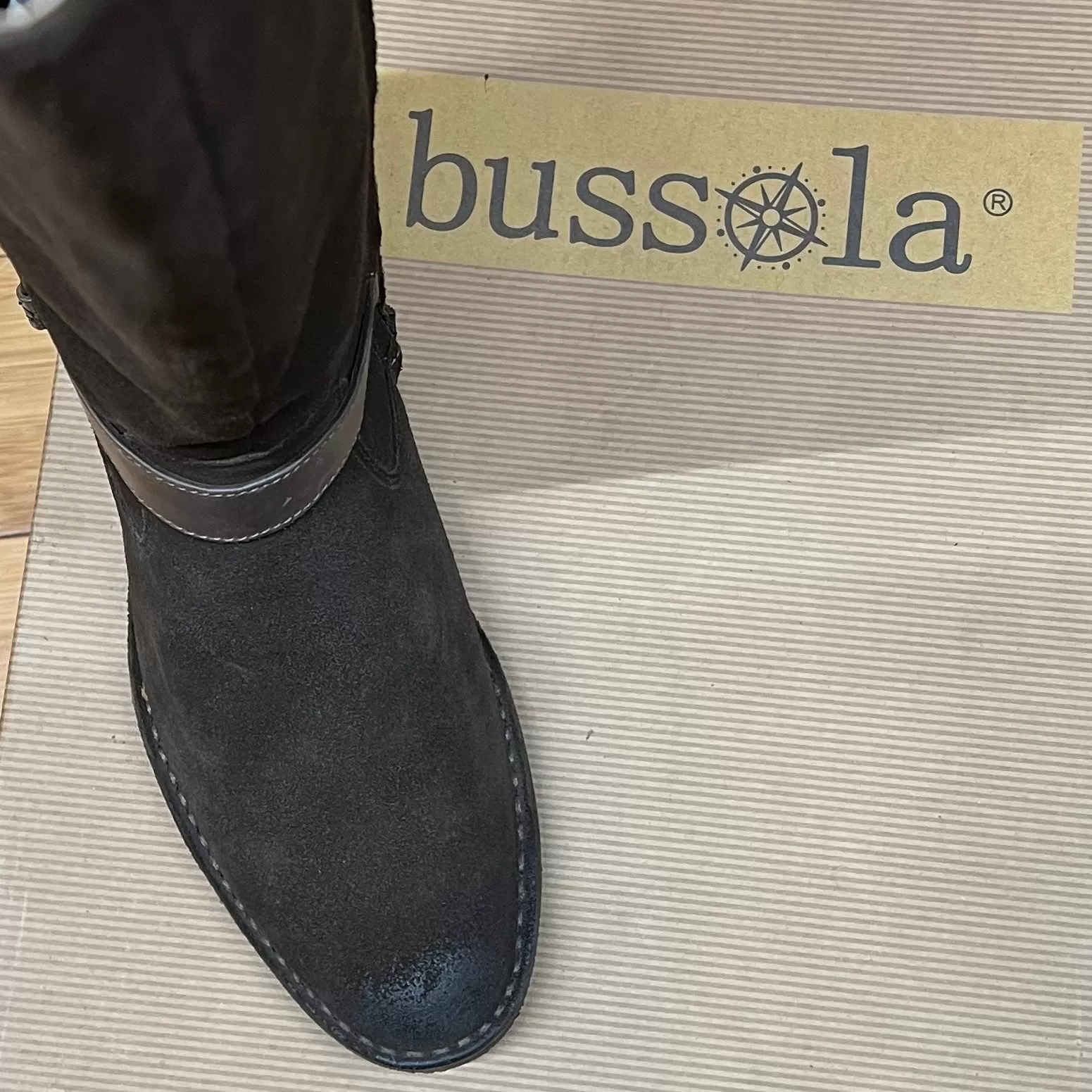 Bussola Women's •Sevilla 1543• Elastic Knee-High Boots-Ebony Suede 7.5-8US/EU38