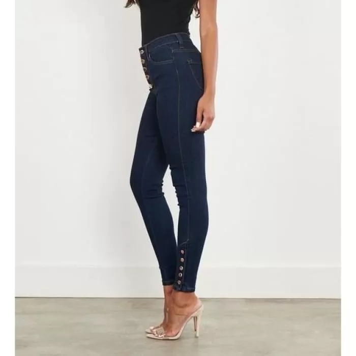 Button Fly Snap Ankle Jeans