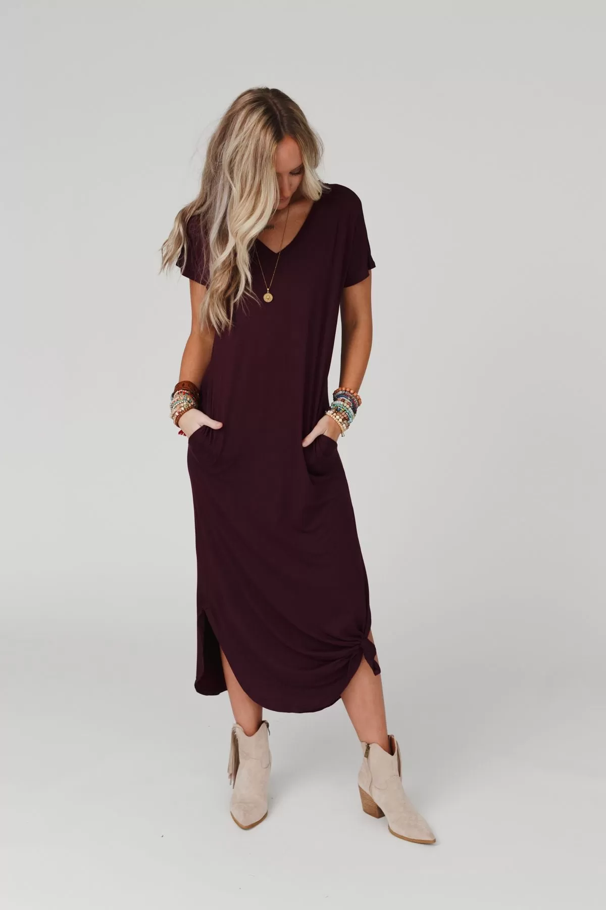 Call It Comfort Tee Dress - Plum