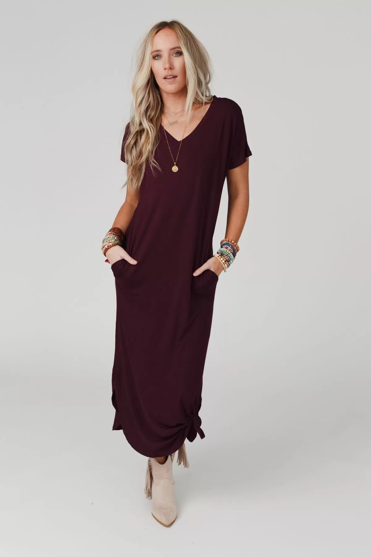 Call It Comfort Tee Dress - Plum