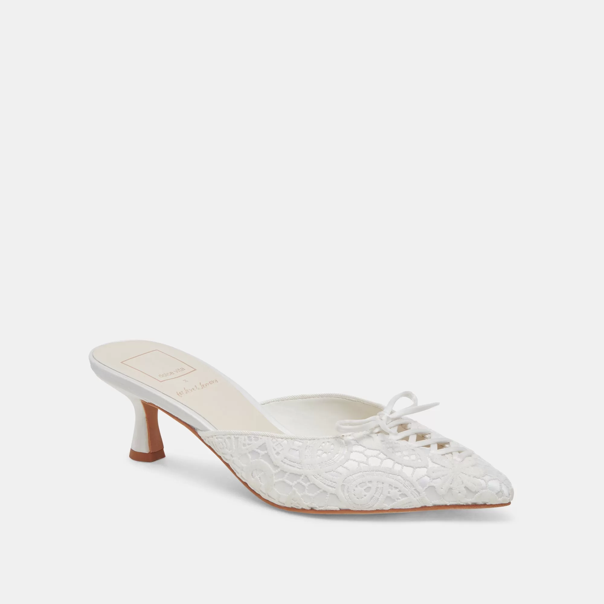 CAMILE HEELS WHITE FLORAL EYELET