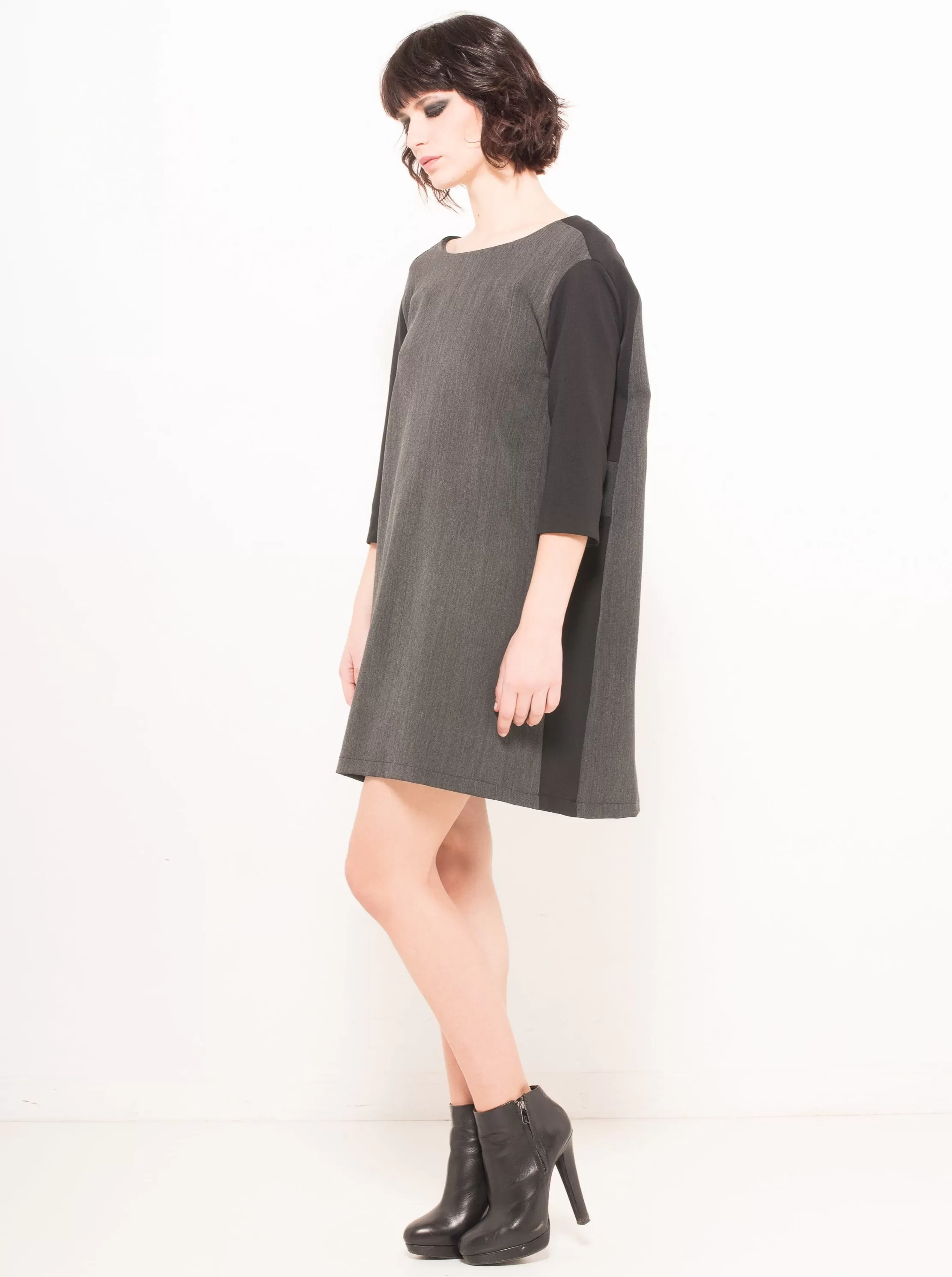 Cape Dress in Black or Grey