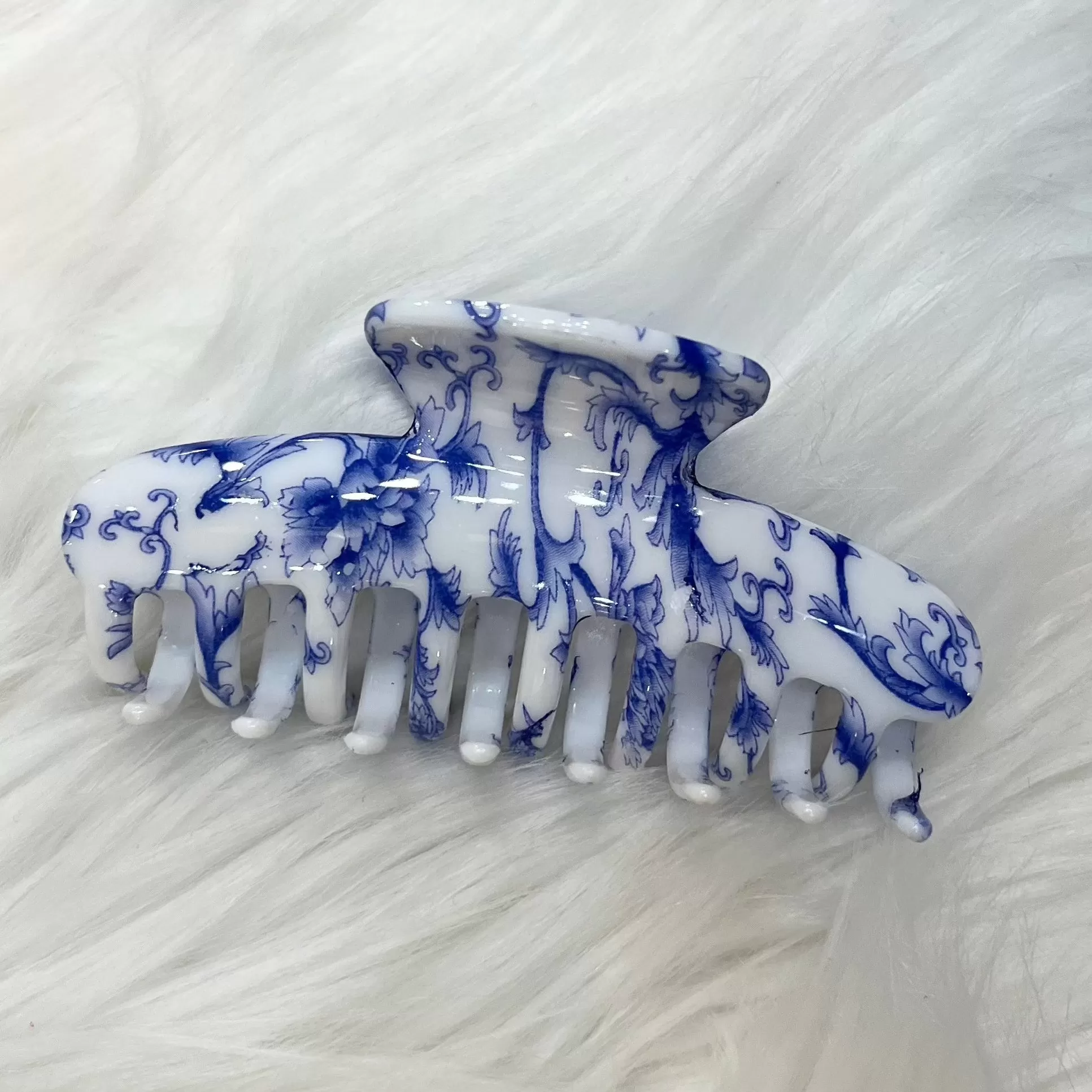 Capri Dreaming Floral White & Blue Hair Claw Clip