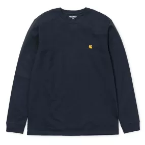 Carhartt Long Sleeve Chase T Shirt Dark Navy / Gold