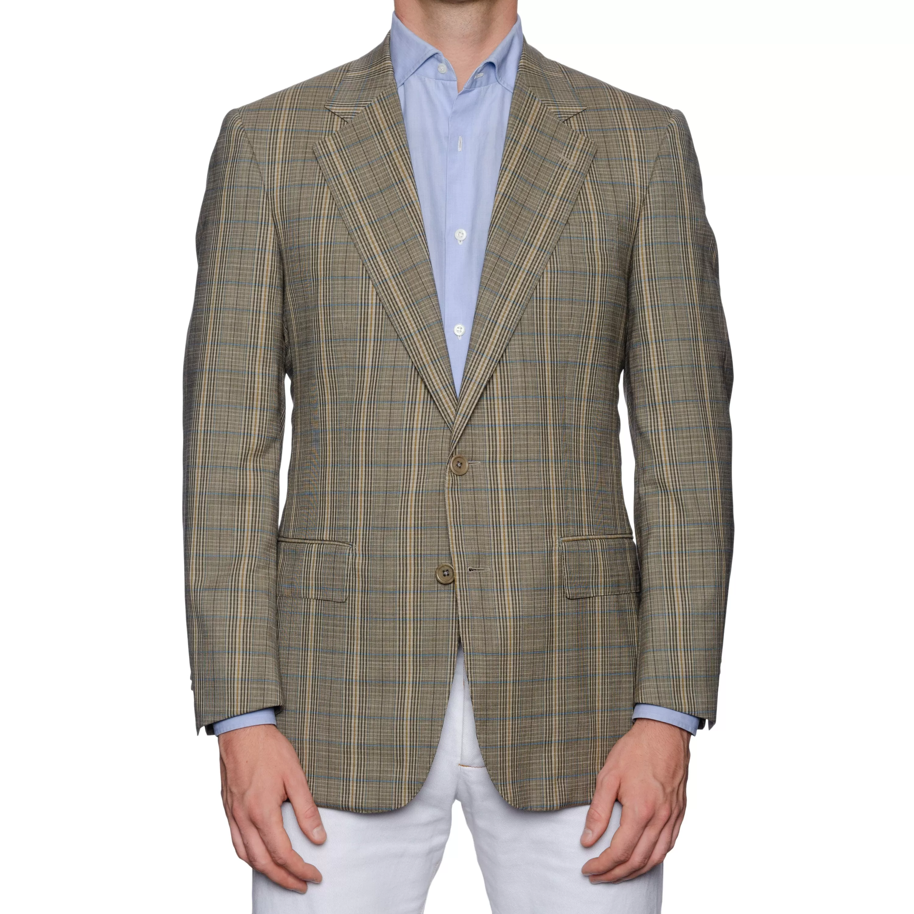 CASTANGIA 1850 Khaki Plaid Wool Sport Coat Jacket EU 48 NEW US 38