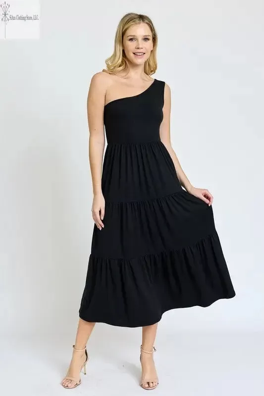 Casual One Shoulder Midi Dress