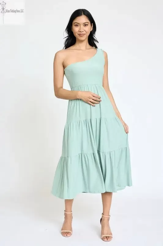 Casual One Shoulder Midi Dress