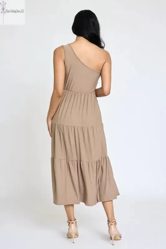 Casual One Shoulder Midi Dress