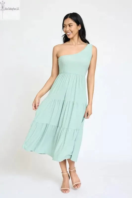 Casual One Shoulder Midi Dress