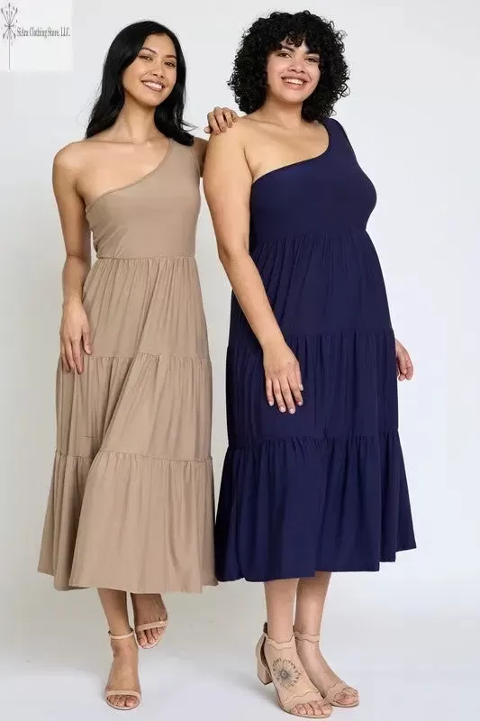 Casual One Shoulder Midi Dress