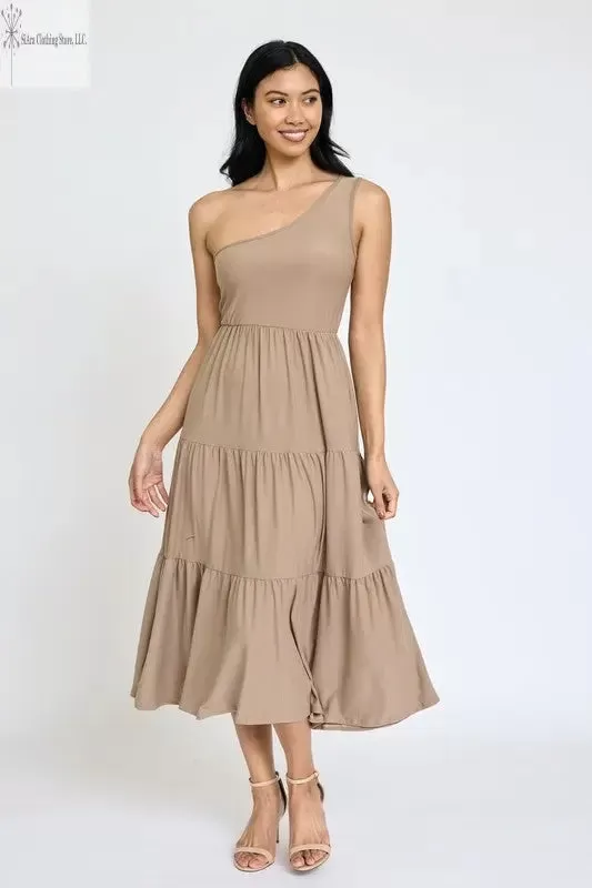 Casual One Shoulder Midi Dress