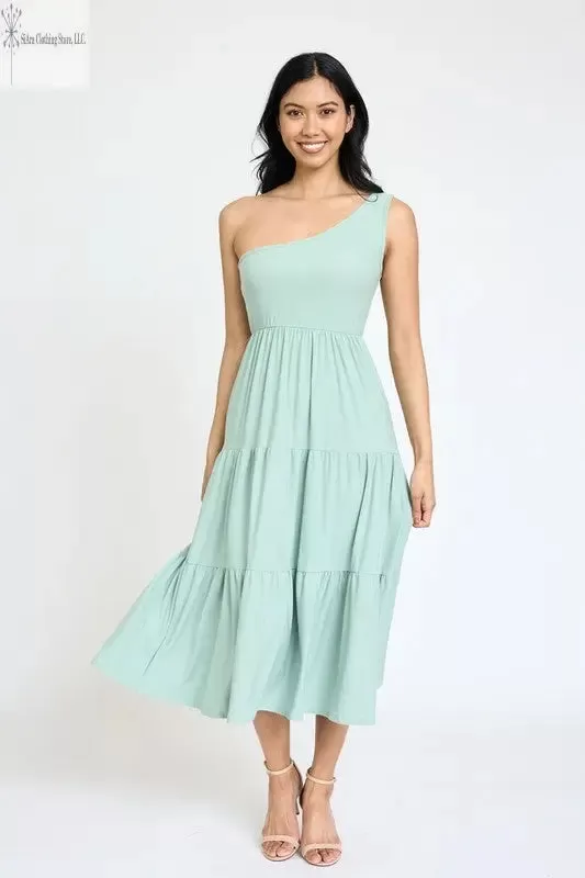 Casual One Shoulder Midi Dress