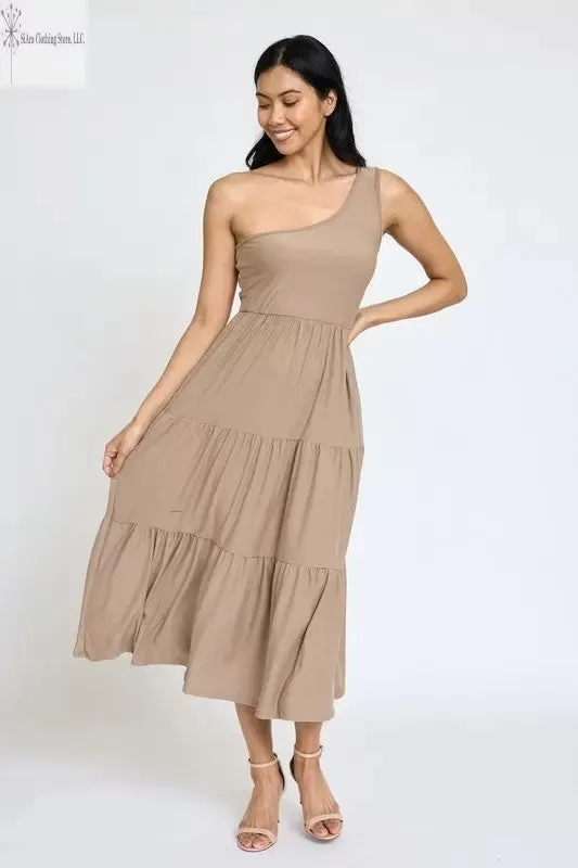 Casual One Shoulder Midi Dress