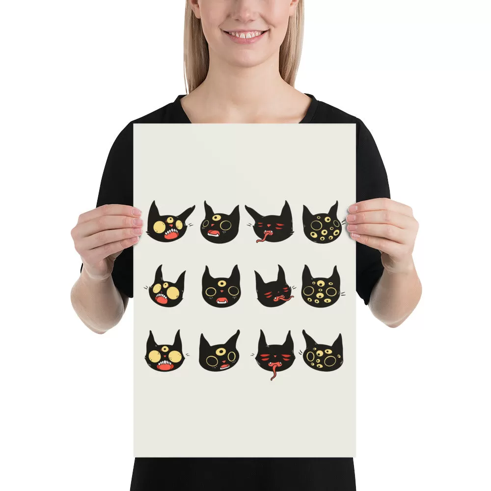 Cat Faces, Matte Art Print Poster