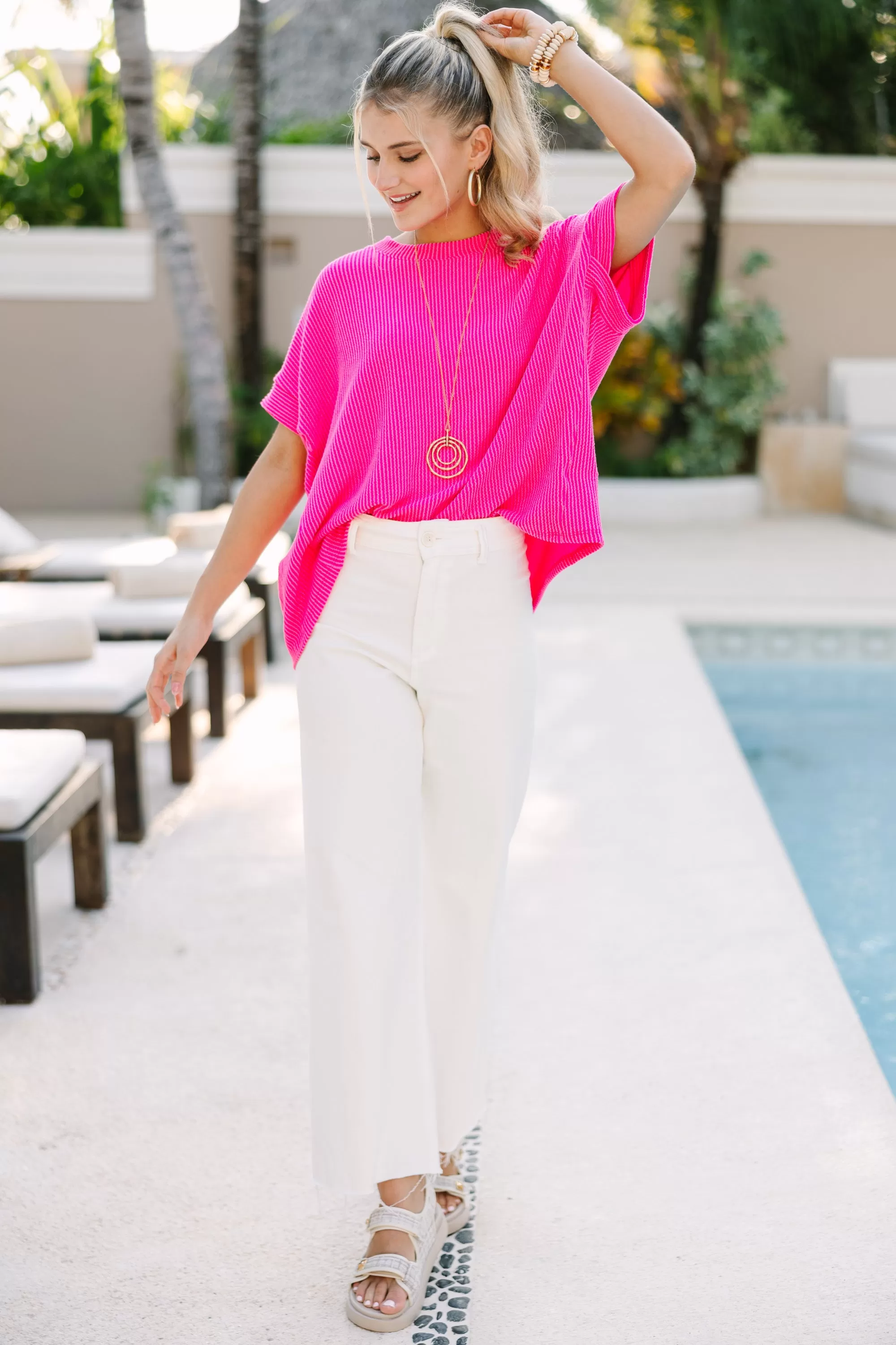 Catch On Fuchsia Pink Ribbed Top