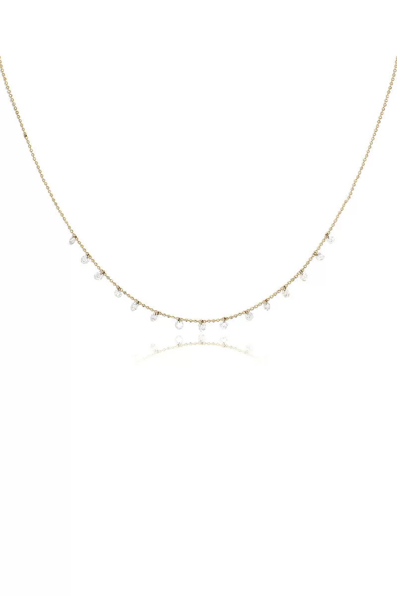 Celeste 15 Floating Diamond Necklace in Yellow Gold