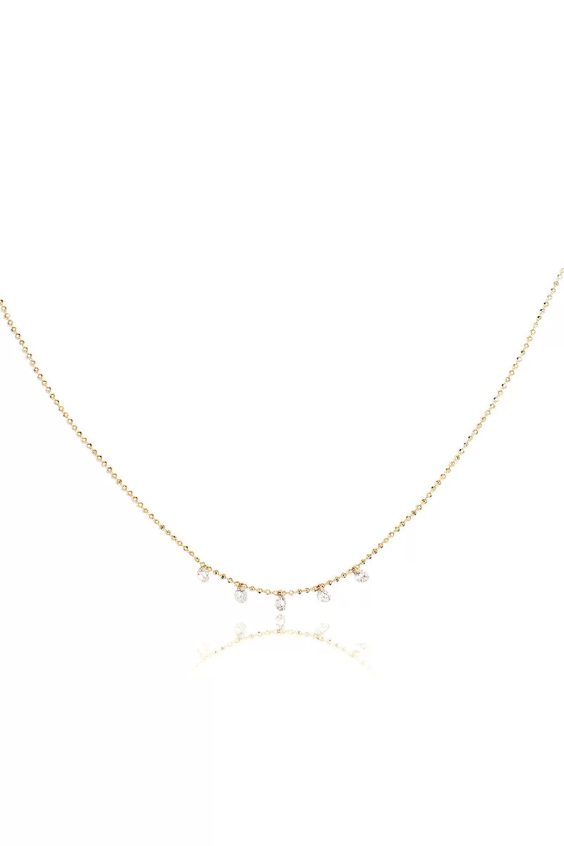 Celeste 5 Floating Diamond Necklace in Yellow Gold