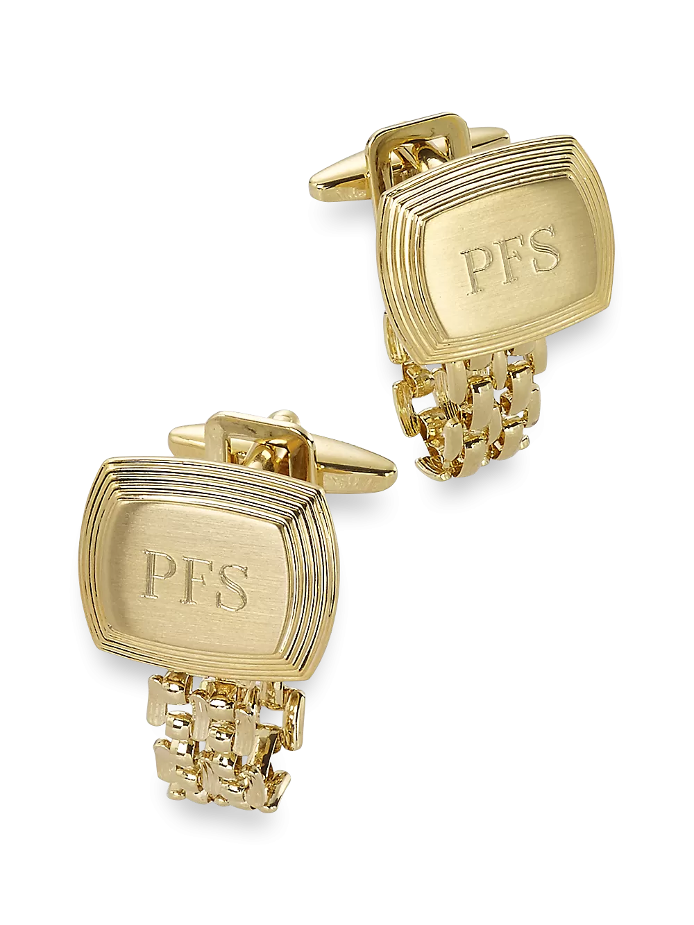 Chain Wrap Engravable Cufflinks - Gold