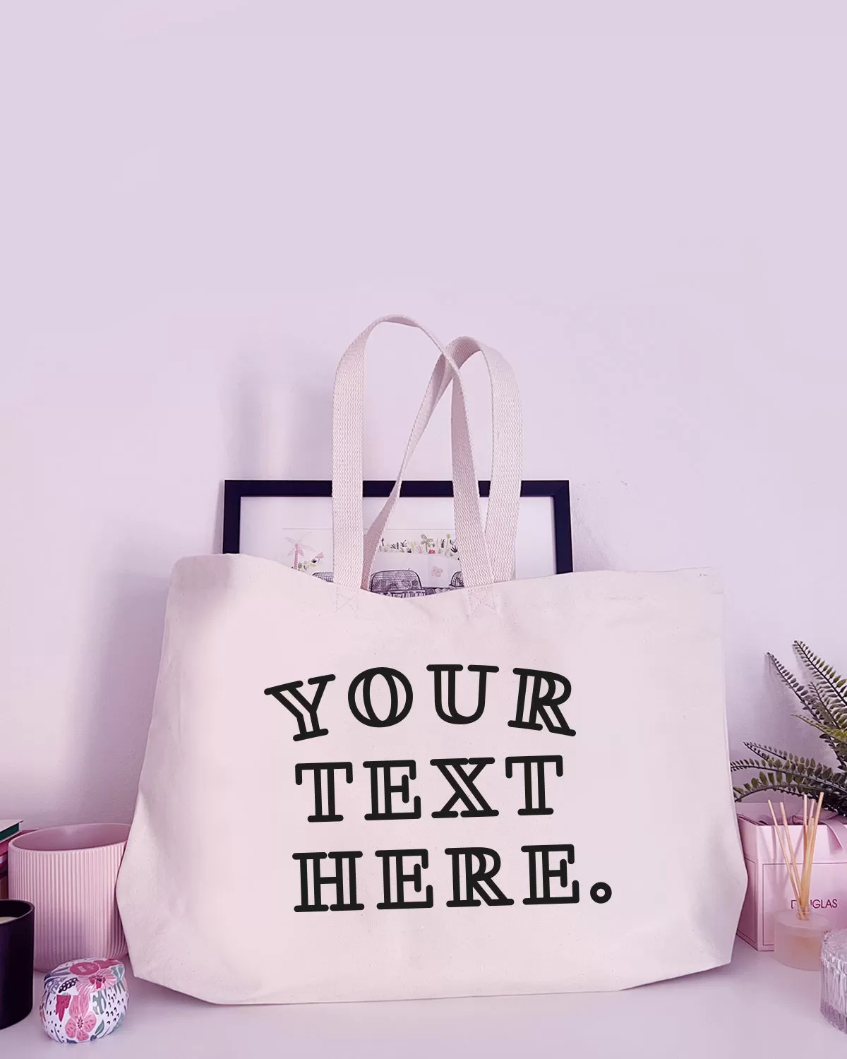 Choose Your Own Text - Customisable - Super Huge Canvas Tote Bag