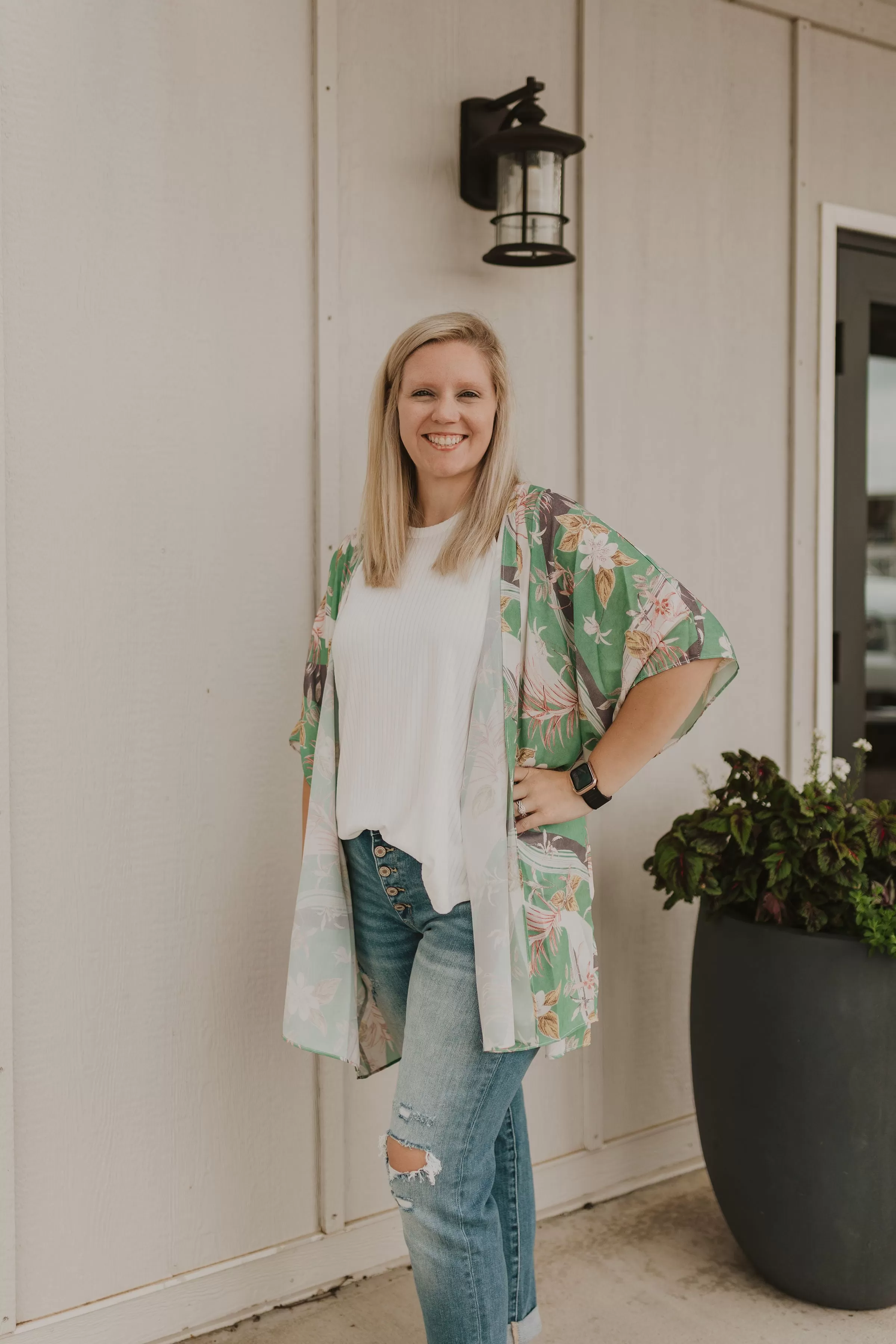 CHRISTI GREEN FLORAL KIMONO