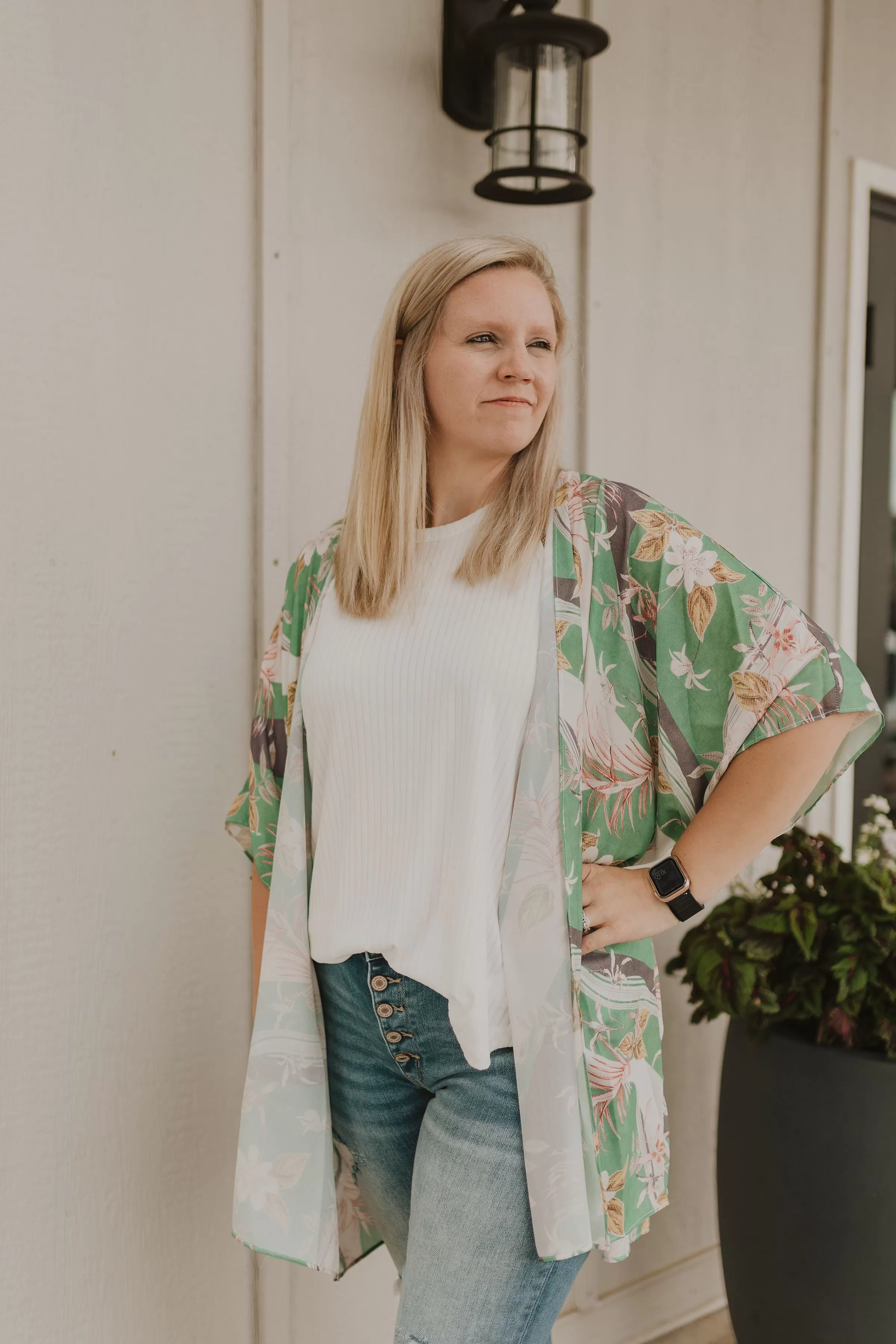 CHRISTI GREEN FLORAL KIMONO