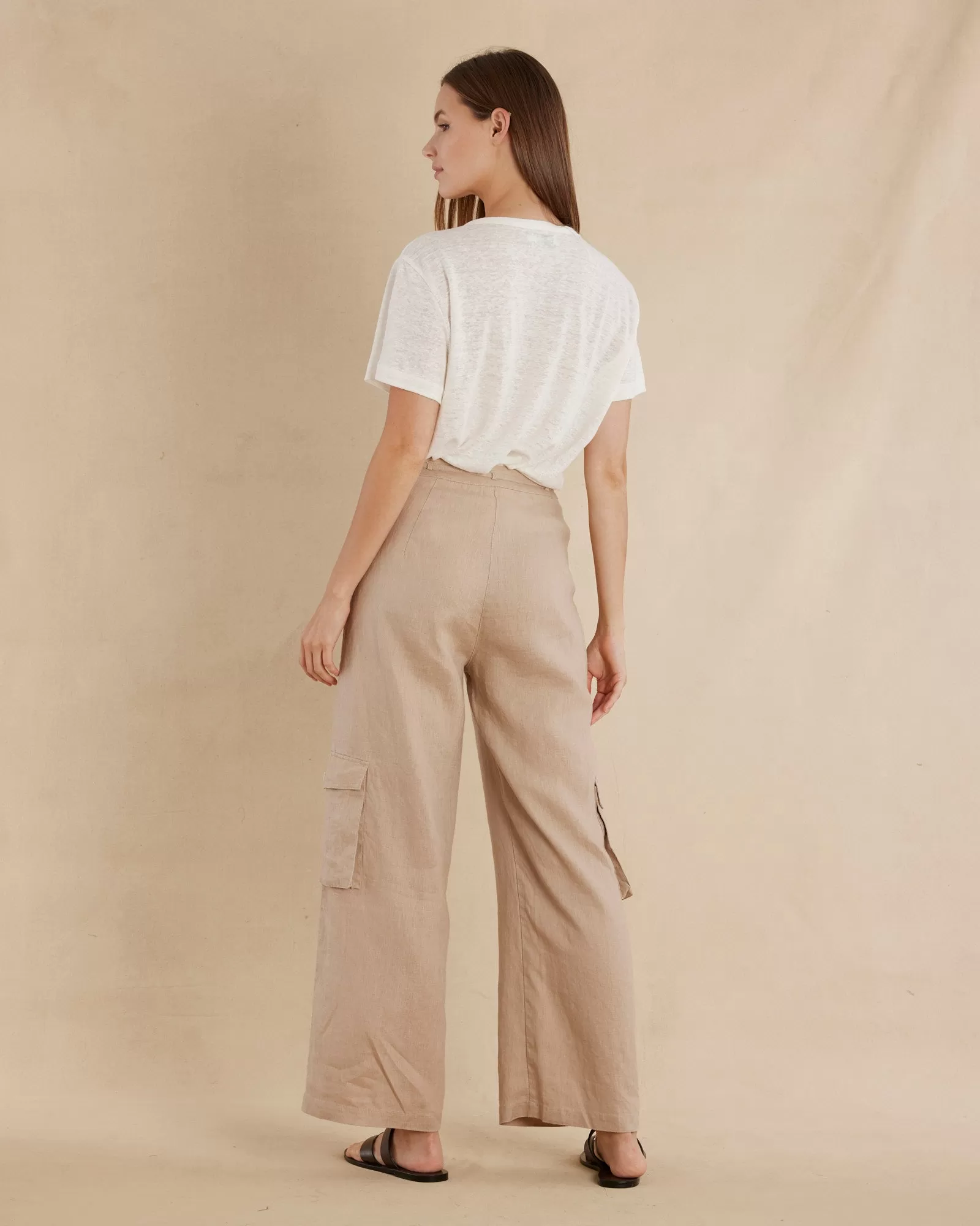 Ciel Linen Cargo Pant - Sand